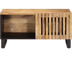 The Living Store Salontafel 80x51x40 cm massief ruw mangohout - Bijzettafel - Salontafel - Mango Wood Furniture - Houten Tafels - Kastje Met Lade