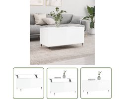 The Living Store Salontafel 90x44,5x45 cm bewerkt hout hoogglans wit - Salontafel - Lift Top Tafel - Houten Salontafel - Wit Meubilair - Living Room Furniture