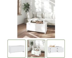 The Living Store Salontafel 90x50x41,5 cm bewerkt hout wit - Salontafel - Banktafel - Houten Salontafel - Wit Meubilair - Livingroom Furniture