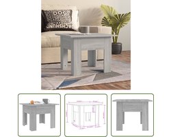 The Living Store Salontafel - Bijzettafeltje - 55x55x42cm - Grijs Sonoma Eiken