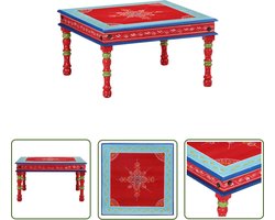 The Living Store Salontafel handbeschilderd massief mangohout rood - Bijzettafel - Salontafel - Mangohout - Handbeschilderd - Rode Tafel