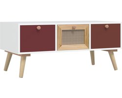 The Living Store Salontafel met lades 80x40x35,5 cm bewerkt hout - Salontafel - Retro Salontafel - Houten Salontafel - Vintage Salontafel - Bijzettafel