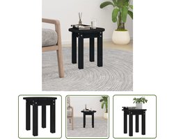 The Living Store Salontafel Ø 35x35 cm massief grenenhout zwart - Salontafel - Hout - Klassieke Salontafel - Kleine Salontafel - Ronde Salontafel