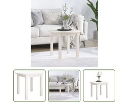 The Living Store Salontafel Ø 55x45 cm massief grenenhout wit - Salontafel - Houten Salontafel - Salontafeltje - Ronde Salontafel - Vita XL