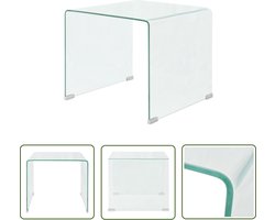 The Living Store Salontafel transparant 49,5x50x45 cm gehard glas - Salontafel - Tafellamp - Livingroom Furniture - Moderne Meubels - Glazen Tafel