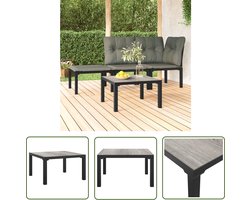 The Living Store Salontafel tuin 55x55x31 cm DPC en staal grijs - Salontafel - Buitentafels - Tuinmeubel - Tuinaccessoires - Grijze Tafel