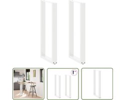 The Living Store Salontafelpoten 2 st U-vormig 40x(100-101) cm staal wit - Salontafelpoten - U-vormige Tafelpoten - Witte Tafelpoten - Metalen Tafelpoten - Stabiele Tafelpoten