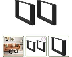 The Living Store Salontafelpoten 2 st U-vormig 60x(30-31) cm staal zwart - Salontafel Potten - Salontafel Poten Zwart - Tafelpoten - Industriële Salontafel - Metalen Salontafelpoten