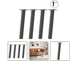 The Living Store Salontafelpoten 4 st 42 cm staal antraciet - Salontafel Potten - Tafelstijlen - Moderne Tafellampen - Metalen Tafelpoten - Zwart Tafelvoet