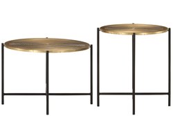 The Living Store Salontafels 2 st metaal messing en zwart - Salontafels - Metalen Tafels - Koffietafels - Bijzettafels - Livingaccessoires