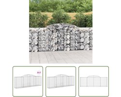 The Living Store Schanskorven 17 st gewelfd 300x50x100/120 cm ijzer - Schanskorf - Gabion - Tuinbarrière - Decoratief Hekwerk - Metalen Schutting