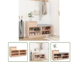 The Living Store Schoenenkast 110x34x61 cm massief grenenhout - Schoenenkast - Schoenen Rek - Schoenuitlegger - Garderobe Kast - Houten Schoenenkast
