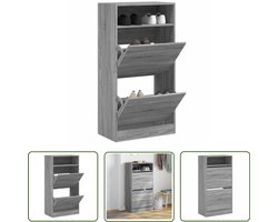 The Living Store Schoenenkast 60x34x116 cm bewerkt hout grijs sonoma eikenkleur - Schoenenkast - Schoenen Rek - Opbergkast - Entryway Furniture - Hall Stand