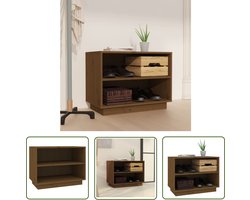The Living Store Schoenenkast 60x34x45 cm massief grenenhout honingbruin - Houten Schoenenkast - Schoenenkast Met Lades - Schoenenkast Modern - Garderobe Kast - Entree Kast