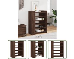 The Living Store Schoenenkast 74,5x37,5x100 cm bewerkt hout bruin eikenkleurig - Schoenenkast - Houten Schoenenkast - Bruine Schoenenkast - Vintage Schoenenkast - Entryway Furniture