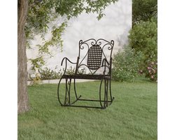 The Living Store Schommelbank Classic - Zwarte metalen tuinbank - 84x54x95 cm