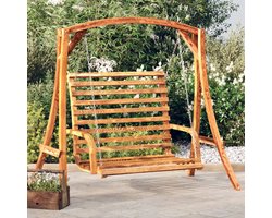 The Living Store schommelbank Gebogen Hout Teakafwerking - 126x92x63 cm - Ergonomische Armleuningen