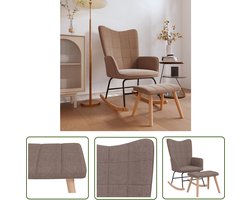 The Living Store Schommelstoel met voetenbank stof taupe - Schommelstoel - Lounge Stoel - Tuinstoel - Buitenmeubel - Relaxstoel