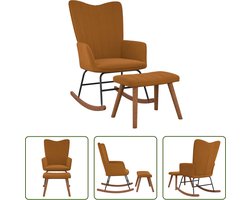 The Living Store Schommelstoel Relaxstoel - Bruin - 61 x 78 x 98 cm - Fluweel