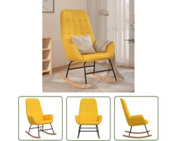 The Living Store Schommelstoel stof mosterdgeel - Schommelstoel - Lounge Stoel - Relaxfauteuil - Tuinmeubilair - Buiten Meubels