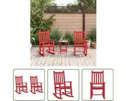 The Living Store Schommelstoelen 2 st voor kinderen massief populierenhout rood - Kinderen Schommels - Kindermeubilair - Hout Schommelstoel - Buitenspeelgoed - Speelhoek