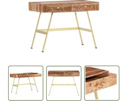The Living Store Schrijftafel met lades 100x55x75 cm massief sheeshamhout - Schrijftafel - Industrieel Bureau - Kantooraccessoires - Hout Meubilair - Sheeshamhouten Bureau