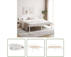 The Living Store Seniorenbed massief grenenhout wit 180x200 cm - Houten Bed - Seniors Bed - Super King Size Bed - Wit Bed - Grenenhout Bed