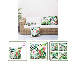 The Living Store Sierkussens 4 st 40x40 cm stof meerkleurig - Sierkussens - Tuindecoratie - Outdoor Meubels - Balkon Accessoires - Patio Accessoires