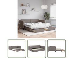 The Living Store Slaapbank 2-in-1 - Bank en Bed - Opbergruimte - Taupe - 223x100x75cm - Multiplex lattenbodem
