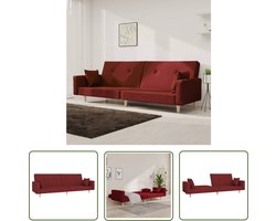 The Living Store Slaapbank 2-zits met 2 kussens stof wijnrood - Slaapbank - 2 Persoons Slaapkamer - Kantoor Meubilair - Lounge Sofa - Guest Bed