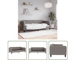 The Living Store Slaapbank - 223 x 100 x 75 - taupe stof - veelzijdig en comfortabel - stevig metaal en houten frame - modern design