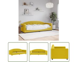 The Living Store Slaapbank 80x200 cm fluweel geel - Slaapbank - Sofa Bed - Fluweelsofa - Gele Sofa - Lounge Meubilair