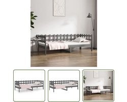 The Living Store Slaapbank 80x200 cm massief grenenhout grijs - Slaapbank - Houten Bed - Daybed - Tweepersoonsbed - Grenenhouten Meubels