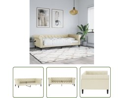 The Living Store Slaapbank - Crème - 235 x 100 x 68 cm - Kunstleer - Schuim - Metaal en massief hout