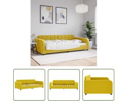 The Living Store Slaapbank Geel Fluweel - 223x110x71 (BxDxH) - 2-in-1 dagbed