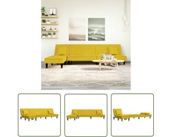 The Living Store Slaapbank L-vormig 255x140x70 cm fluweel geel - Slaapbank - Kanapé-bed - Hoekbank - Lounge Sofa - Fluweel Meubilair