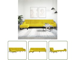 The Living Store Slaapbank L-vormig 260x140x70 cm fluweel geel - Slaapbank - Hoekbank - L-vormig Sofa - Lounge Bank - Fluweel Bank