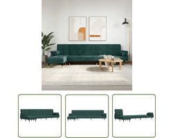 The Living Store Slaapbank L-vormig 271x140x70 cm fluweel donkergroen - Slaapbank - Hoekbank - Lounge Sofa - Velvet Bank - Groene Bank