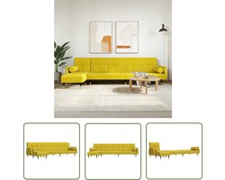 The Living Store Slaapbank L-vormig 271x140x70 cm fluweel geel - Slaapbank - Sofa Bed - Hoekbank - Lounge Set - Chesterfieldemstoel