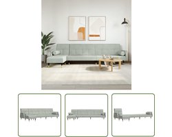 The Living Store Slaapbank L-vormig 271x140x70 cm fluweel lichtgrijs - Slaapbank - Hoekbank - Lounge Bank - Velvet Sofa - Grijs Meubilair