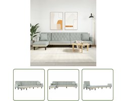 The Living Store Slaapbank L-vormig 271x140x70 cm fluweel lichtgrijs - Slaapbank - Kanapé-bed - L-vormig Sofa - Fluweel Sofa - Grijze Sofa