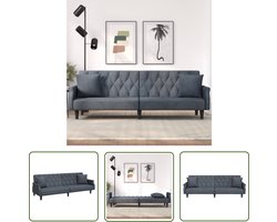 The Living Store Slaapbank met armleuningen fluweel donkergrijs - Slaapbank - Sofa Bed - Lounge Bank - Velvet Bank - Grijze Bank