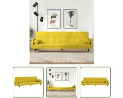 The Living Store Slaapbank met kussens fluweel geel - Slaapbank - Sofa Bed - Fluweel Bank - Gele Bank - Chesterfield Bank