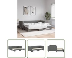 The Living Store Slaapbank met onderschuifbed 90x200 cm stof donkergrijs - Slaapbank - Sofa Bed - Tweepersoons Bed - Donkere Meubels - Stoffen Bank