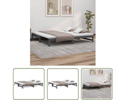 The Living Store Slaapbank uitschuifbaar massief grenenhout grijs 2x(100x200) cm - Slaapbank - Sofa Bed - Daybed - Grenenhout Meubels - Grijze Meubels
