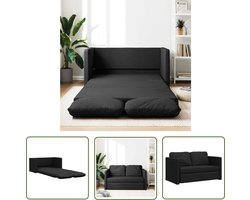 The Living Store Slaapbank vloermodel 2-in-1 112x174x55 cm stof zwart - Vloerslaapbank - Slaapbank - 2 Persoons Bed - Zweefstoel - Lounge Stoel