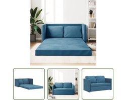 The Living Store Slaapbank vloermodel 2-in-1 122x204x55 cm fluweel blauw - Vloerslaapbank - Slaapbank - Sofa Bed - Lounge Bank - Multifunctionele Bank