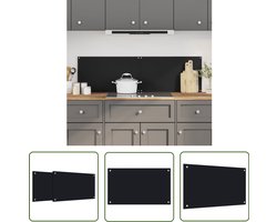 The Living Store Spatschermen keuken 2 st 70x50 cm gehard glas zwart - Keukensparendglas - Keukenglas - Spatbord - Vetsplatter - Keukenaccessoires