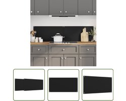 The Living Store Spatschermen keuken 2 st 80x60 cm gehard glas zwart - Keukensparend - Keukenglas - Kookplaat Beschermer - Spatbord Keuken - Zwarte Keukenaccessoires