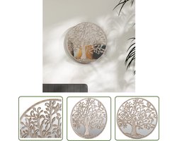 The Living Store Spiegel rond 60x2,5 cm ijzer zandkleurig - Ronde Spiegel - Wanddecoratie - Spiegels - Vintage Spiegel - Badkamer Spiegel